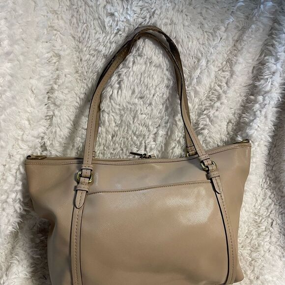 Coach F25667  Peyton Crossgrain Leather sand large Tote bag  gold tone hardwares - Picture 5 of 14